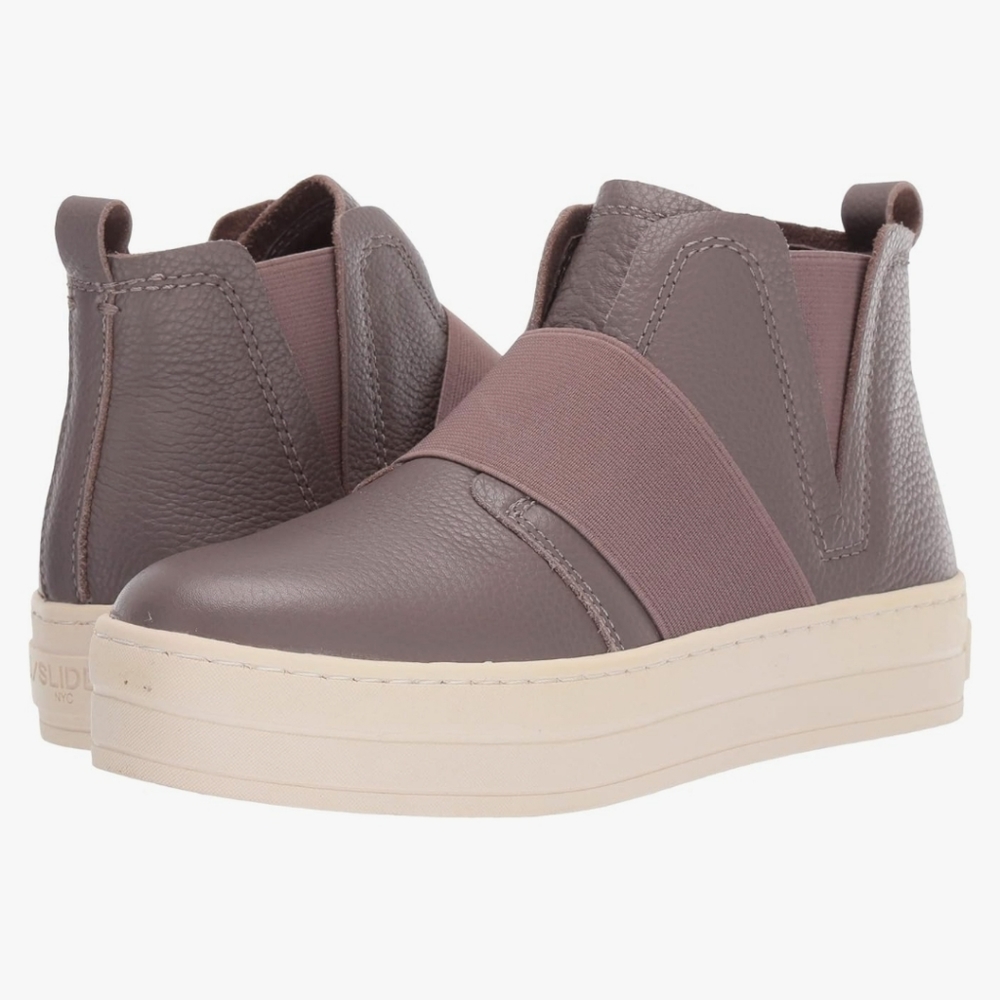 J/SLIDES Leather Holland Taupe Sneaker Shoes Women's Size 6.5 New